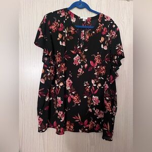 Maurices Floral Black and Pink Women's Top
